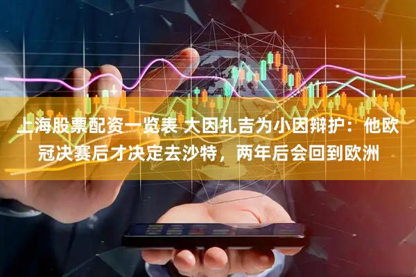 上海股票配资一览表 大因扎吉为小因辩护：他欧冠决赛后才决定去沙特，两年后会回到欧洲